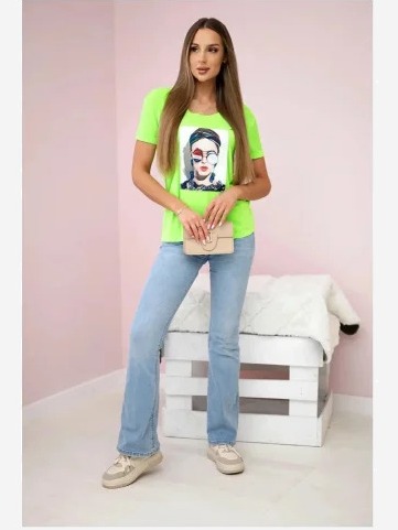 Tričko s grafikou ženy zelený neón