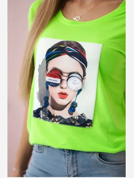 Tričko s grafikou ženy zelený neón