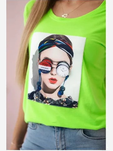 Tričko s grafikou ženy zelený neón