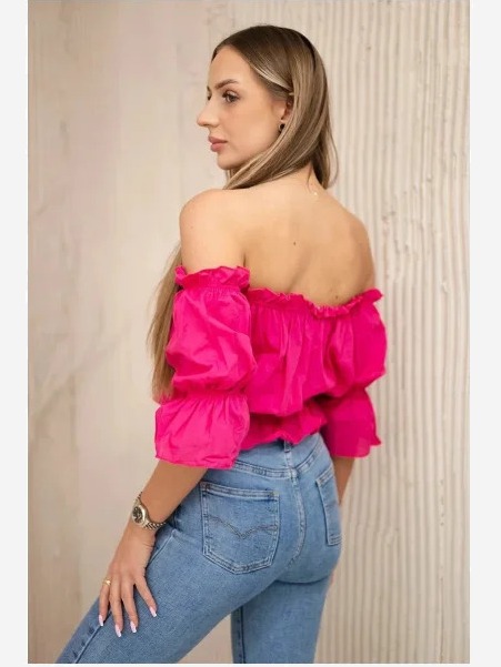 Blúzka s rovným výstrihom fuchsie