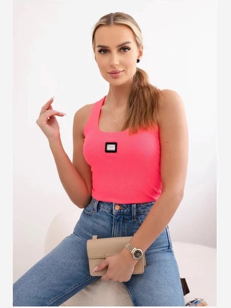 Tričko s plieškom ružový neón