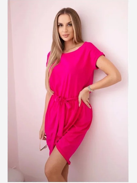 Viazané šaty so skladanou spodnou časťou fuchsie