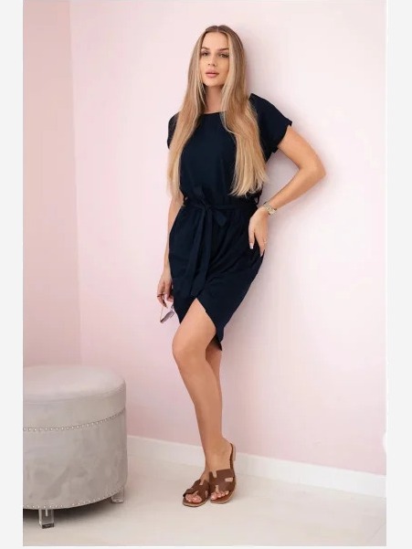 Viazané šaty so skladanou spodnou časťou námornícka modrá