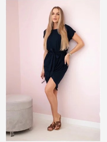 Viazané šaty so skladanou spodnou časťou námornícka modrá