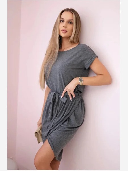 Viazané šaty so skladanou spodnou časťou sivá