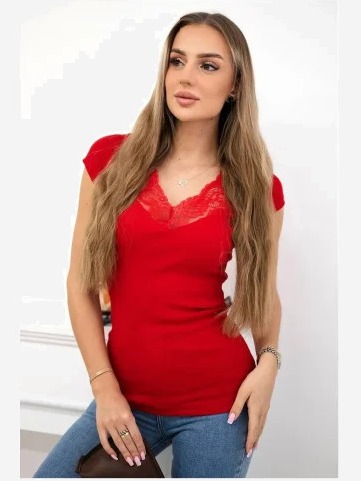 tričko s výstrihom červená