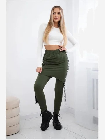 Nohavice/Overal s nápisom selfie khaki