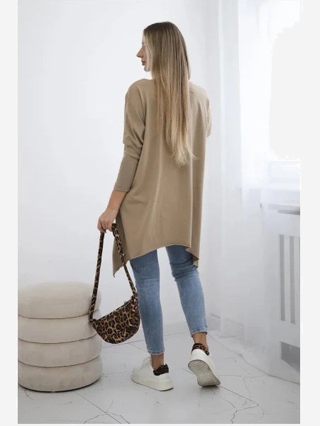 sveter oversize s potlačou dúhových pier farba ťavy