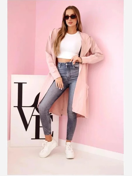 Kardigán s kapucňou oversize ružová