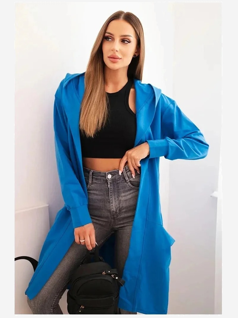 Kardigán s kapucňou oversize kráľovská modrá