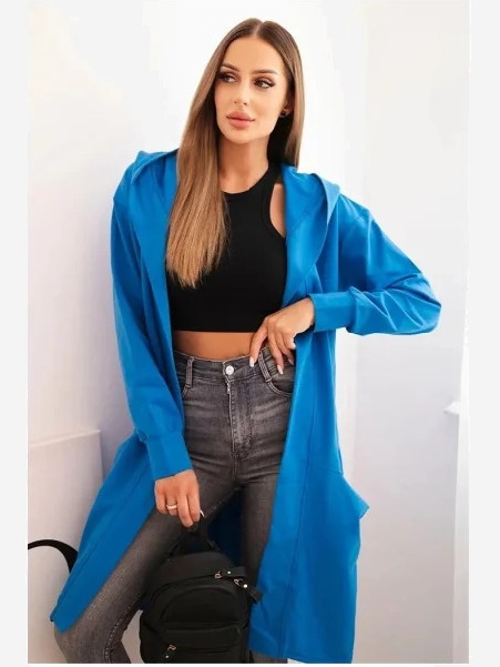 Kardigán s kapucňou oversize kráľovská modrá