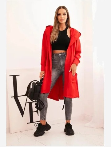 Kardigán s kapucňou oversize červená