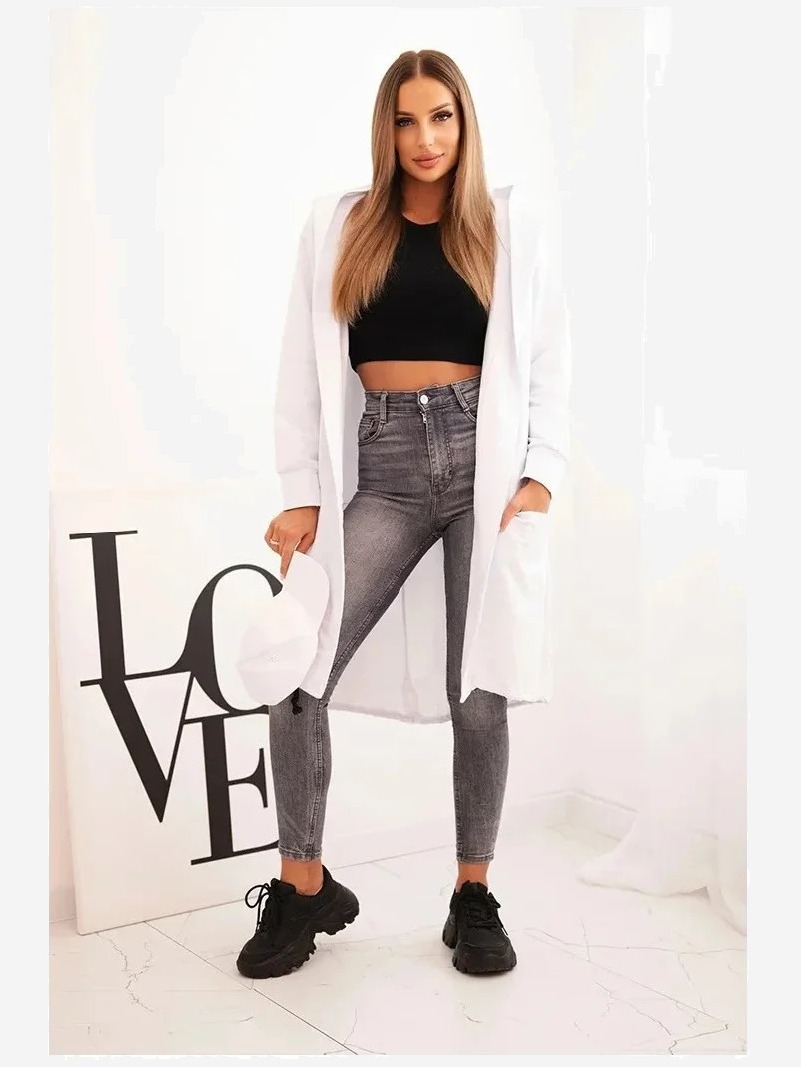 Kardigán s kapucňou oversize biela