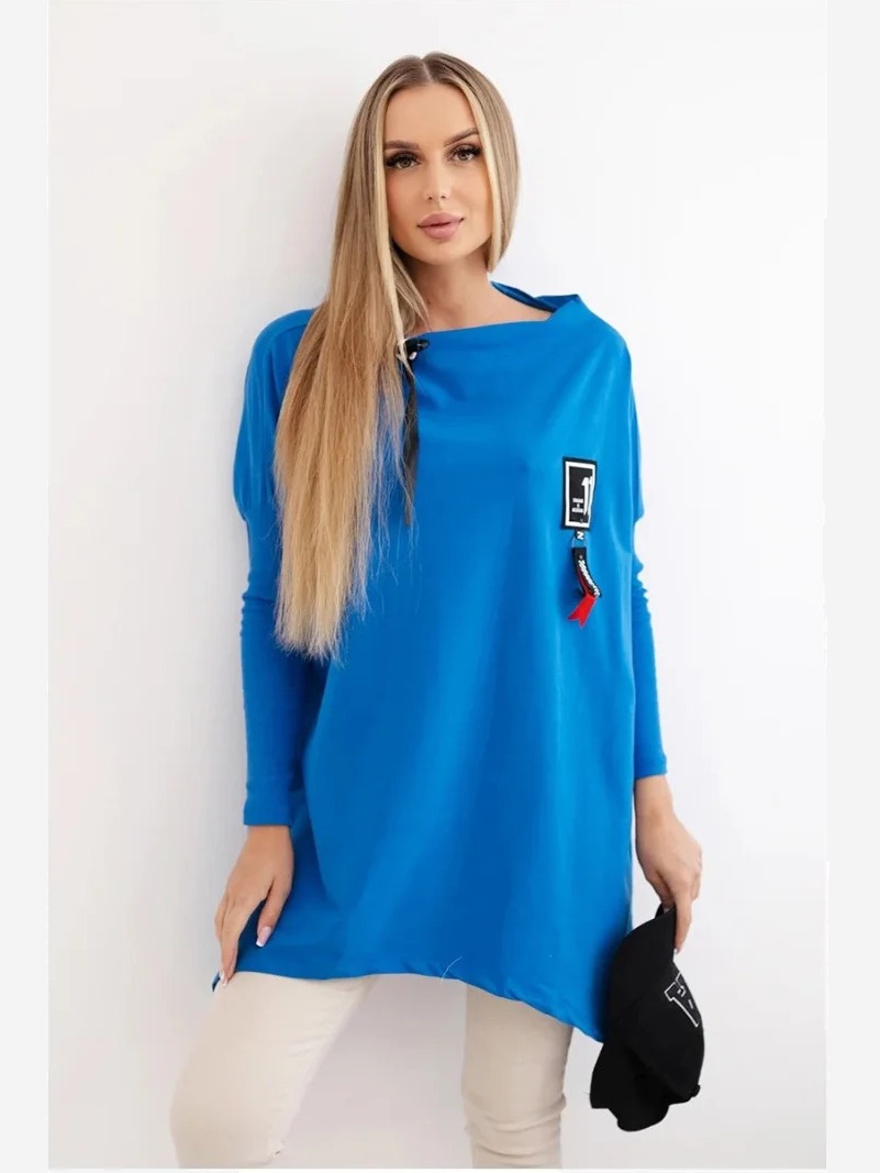 Mikina oversize s asymetrickými stranami modrá