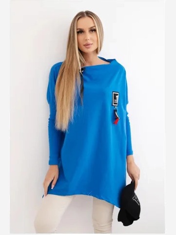 Mikina oversize s asymetrickými stranami modrá