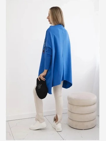 Mikina oversize s asymetrickými stranami modrá
