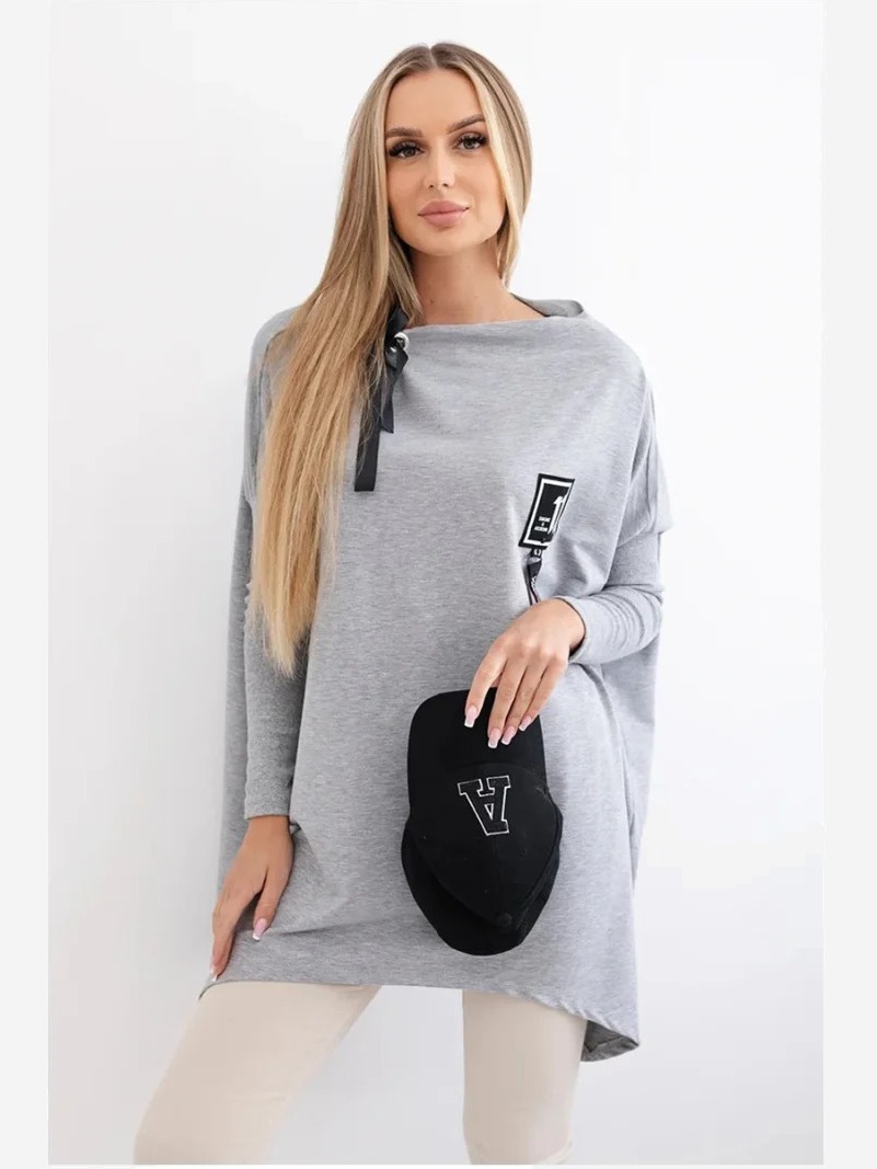 Mikina oversize s asymetrickými stranami šedá