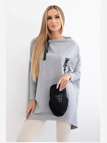 Mikina oversize s asymetrickými stranami šedá
