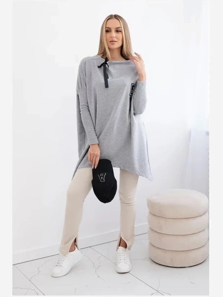 Mikina oversize s asymetrickými stranami šedá