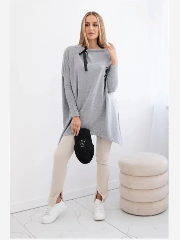 Mikina oversize s asymetrickými stranami šedá