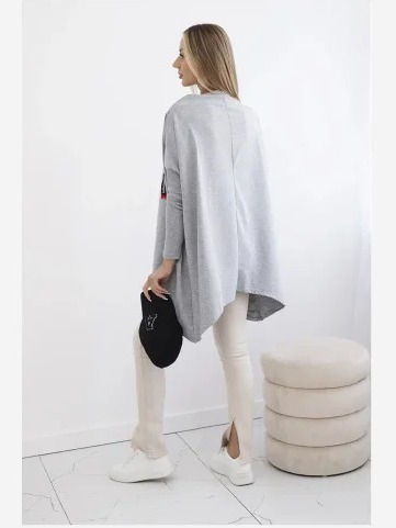 Mikina oversize s asymetrickými stranami šedá