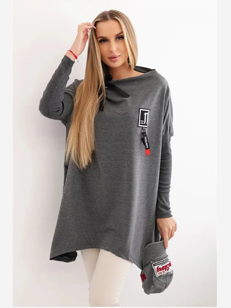 Mikina oversize s asymetrickými stranami sivá