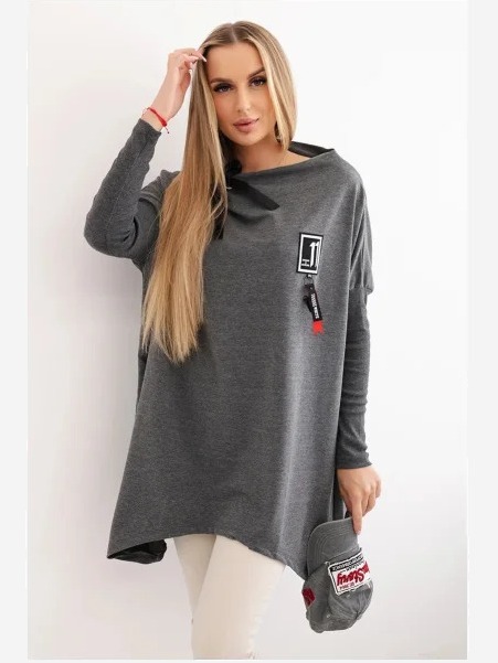 Mikina oversize s asymetrickými stranami sivá