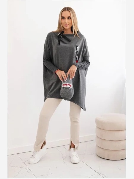 Mikina oversize s asymetrickými stranami sivá