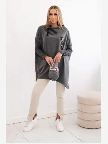 Mikina oversize s asymetrickými stranami sivá