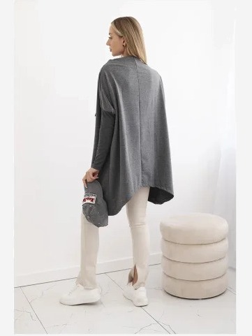 Mikina oversize s asymetrickými stranami sivá