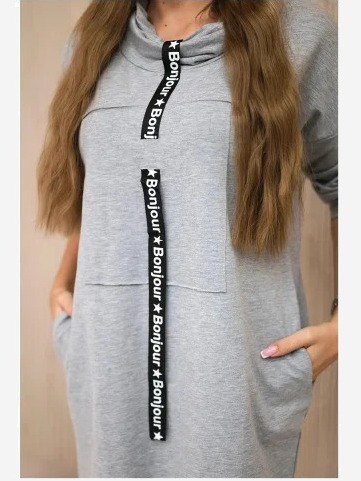 Šaty s kapucňou šedá