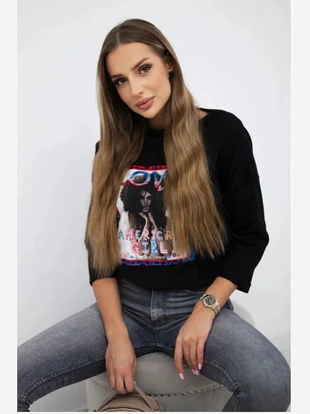 tričko  s grafikou American Girl čierna