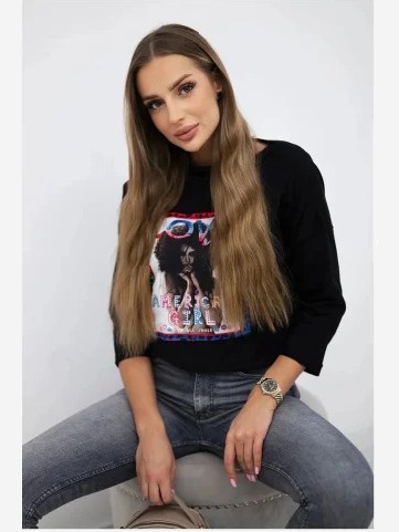 tričko s grafikou American Girl čierna