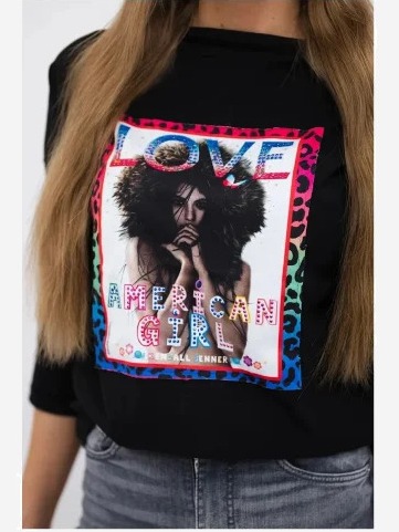 tričko s grafikou American Girl čierna
