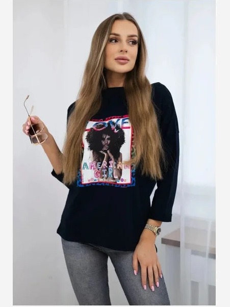 tričko  s grafikou American Girl námornícka modrá