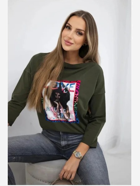 tričko s grafikou American Girl khaki