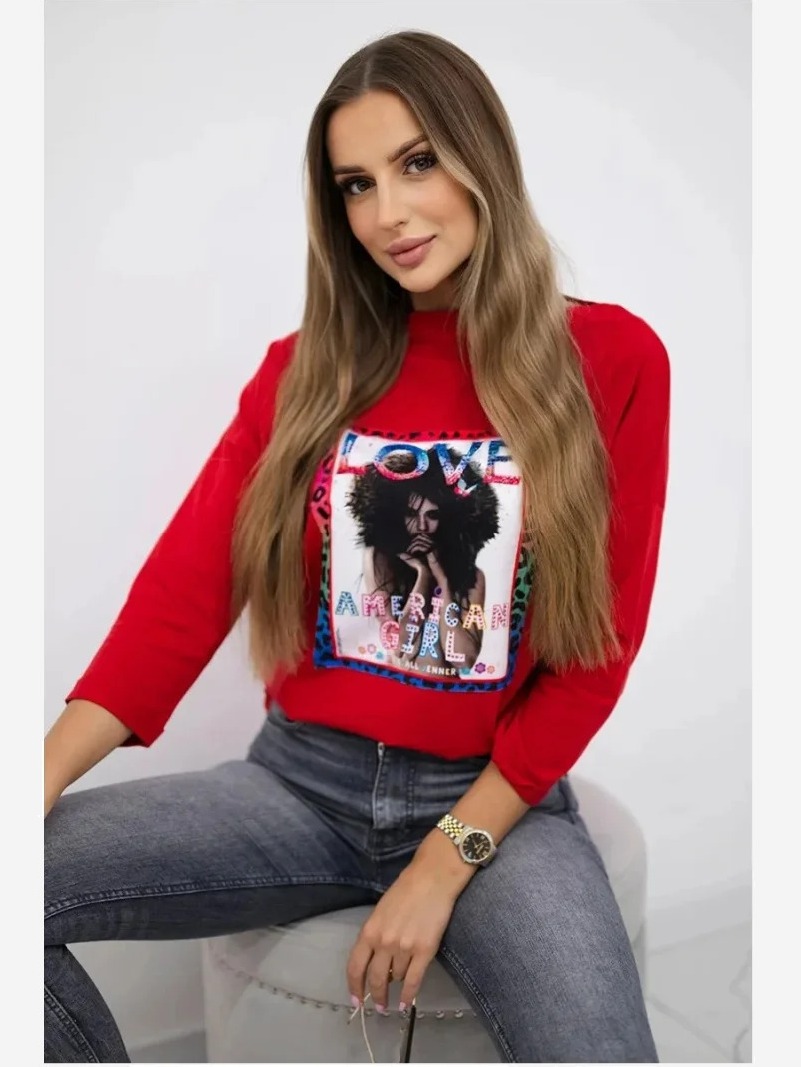 tričko s grafikou American Girl červená