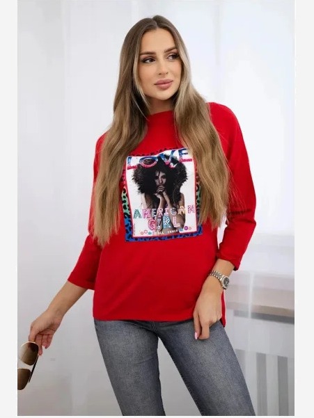 tričko s grafikou American Girl červená