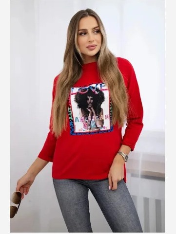 tričko s grafikou American Girl červená