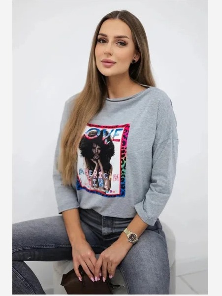 tričko  s grafikou American Girl šedá