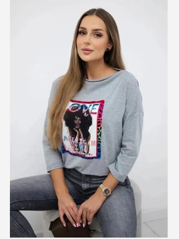 tričko s grafikou American Girl šedá
