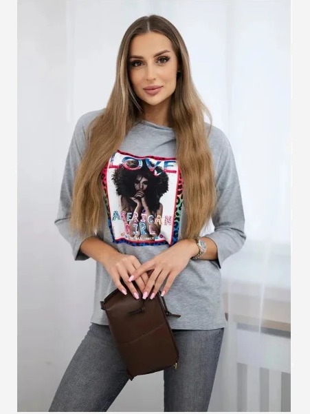 tričko  s grafikou American Girl šedá
