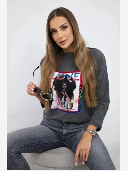 tričko s grafikou American Girl sivá