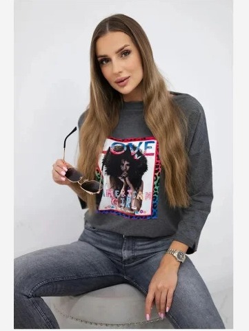 tričko s grafikou American Girl sivá