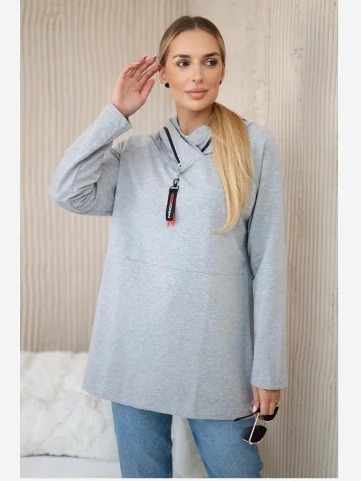 Tunika so zipsom Oversize šedá