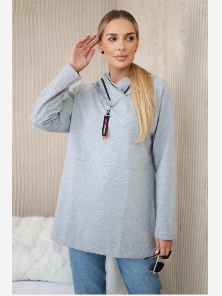 Tunika so zipsom Oversize šedá