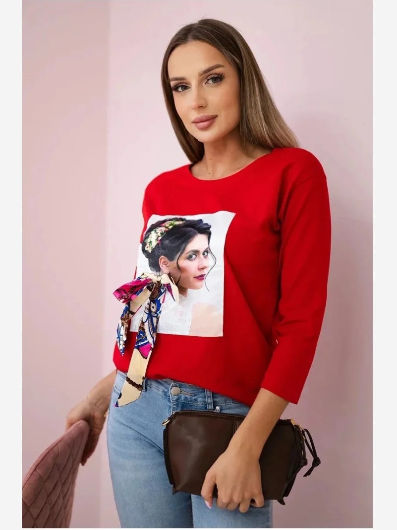 Tričko s grafikou a farebným lukom 3D červená