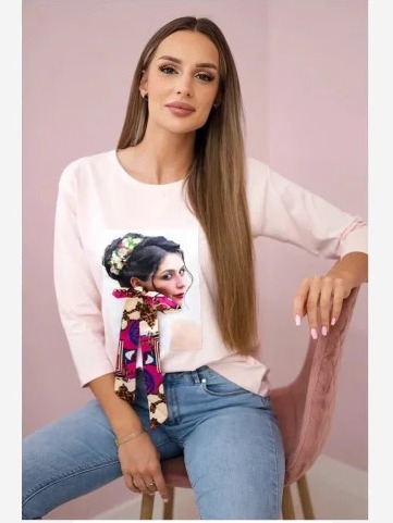 Tričko s grafikou 3D ružová
