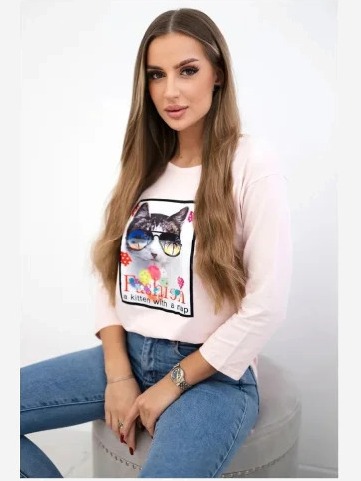 Tričko s grafikou 3D ružová