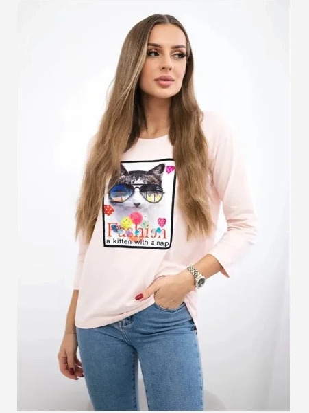 Tričko s grafikou 3D ružová